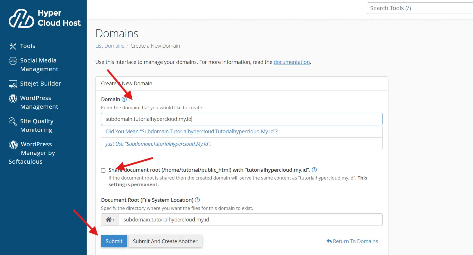 form subdomain