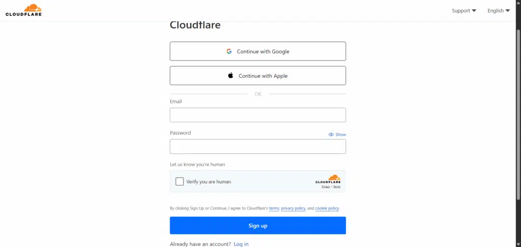 Page Daftar Cloudflare